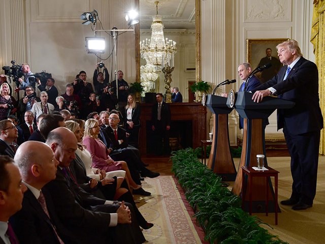 Premierminister Netanyahu und US-Präsident Trump bei der Pressekonferenz im Weißen Haus